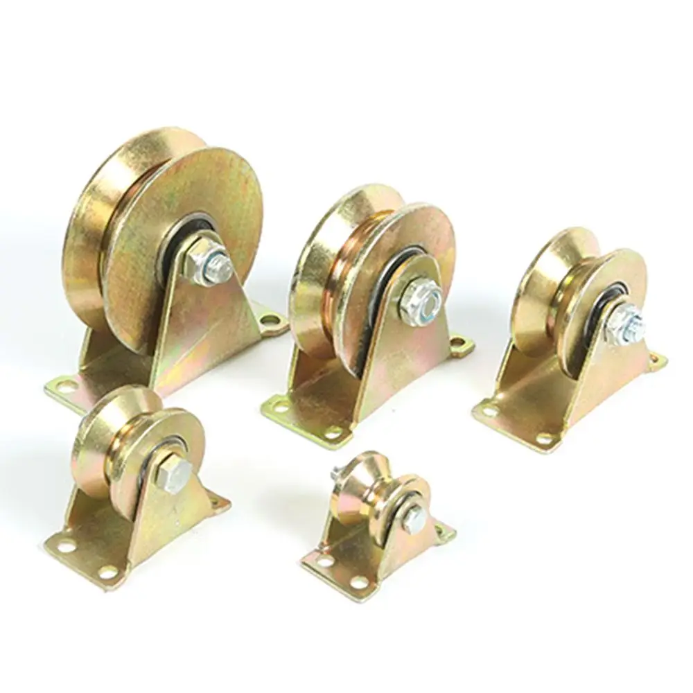 Sliding Door Roller Stainless Steel Home Hardware Rigid Caster Track Wheel Bearing Pulley U/V/H Shaped Plating Color 1Pcs