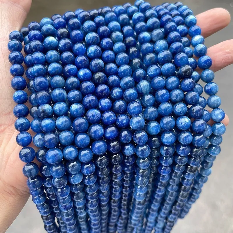 Wholesale 6 8 10mm Blue Kyanite Beads Round Loose Spacer Pick Size For Jewelry Making Diy Necklace Bracelet Accessory 15" Inch 3