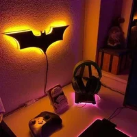 Batmanes Night Light Cool Remote Control Multi Color 3D Creative Bat Atmosphere Home Decoration Bedroom Wall Hanging Lamp 1