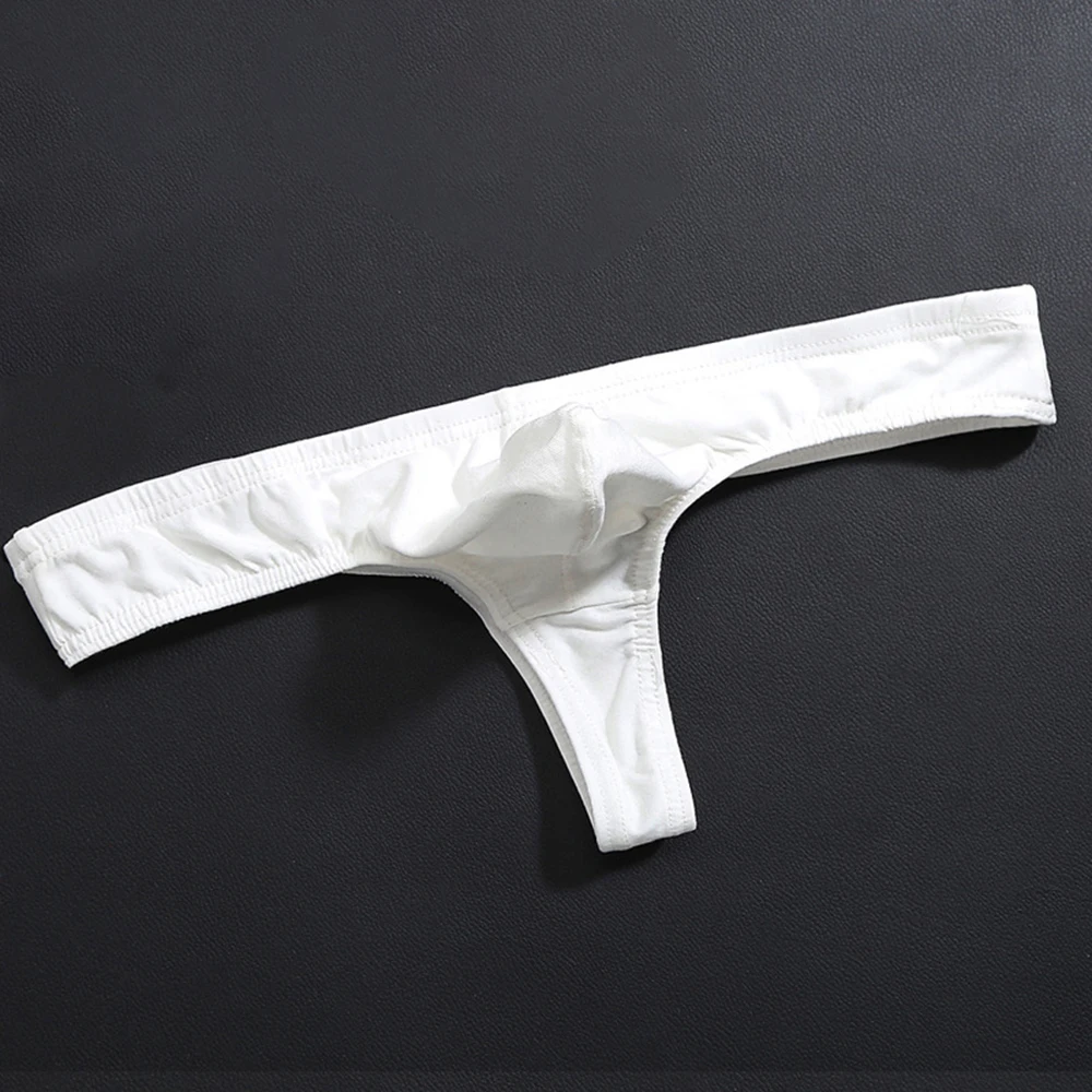 

Men's Cotton Sexy Thong Bikini Underpants Low Waist Elastic G-String Panties U Convex Pouch Solid Open Butt T-Back Underpants