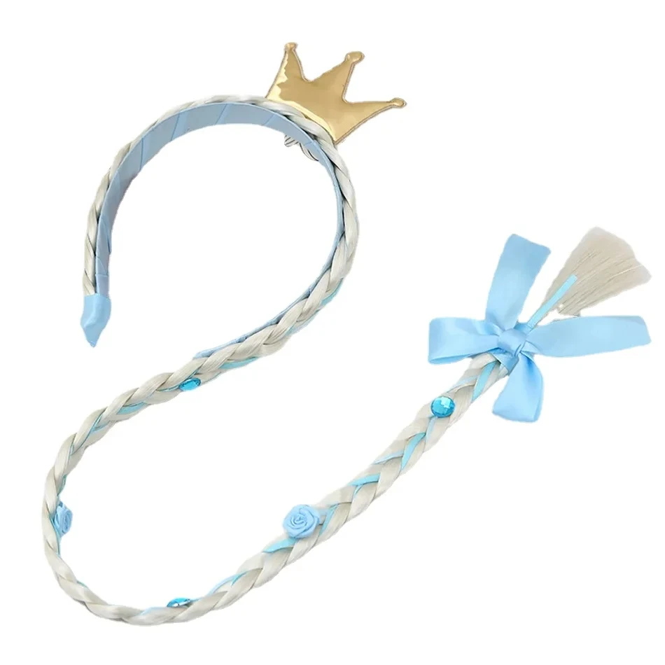 Girls Floral Braid Headband in Pastel Colors - Princess Dress-Up Hair Accessory