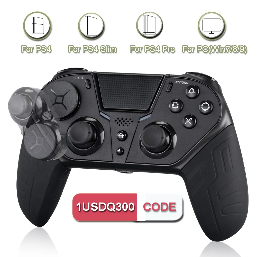 whether Roux Moment Wireless Bluetooth Controller For PS4/PS4 Slim/Pro Game Console PC  Controller Joystick Gamepad With Turbo Programmable Button - AliExpress