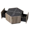 Coffee Table Hexagonal Wood Rural Style Table with 2 Storage Drawers Center Table For Living Room Bedroom Furniture 6