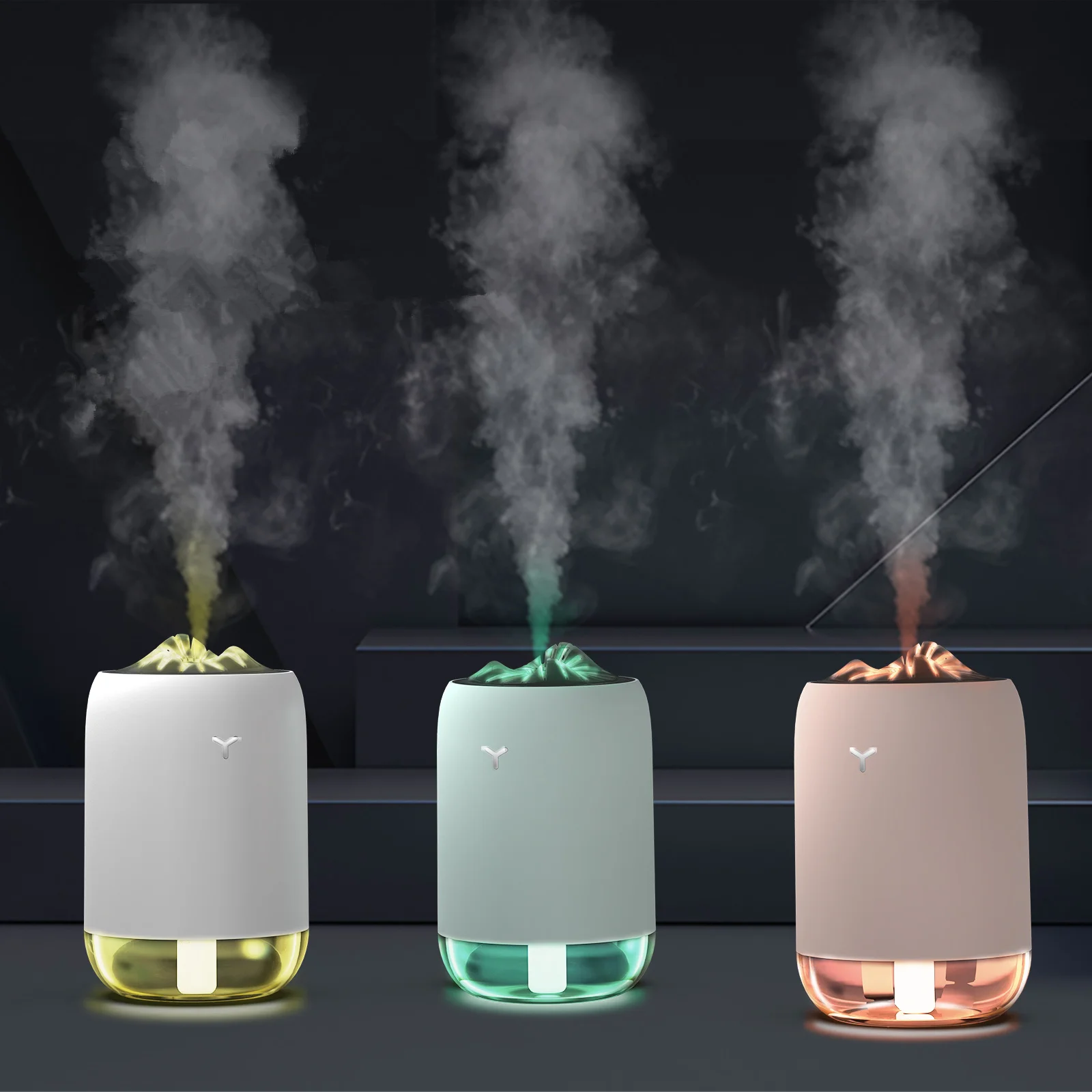

260ml Ultrasonic Air Humidifier Portable Car Lamp USB Humidifiers Mini Aromatherapy Humidifier 7 Colors Changing OEM 2 Pcs HX-MY