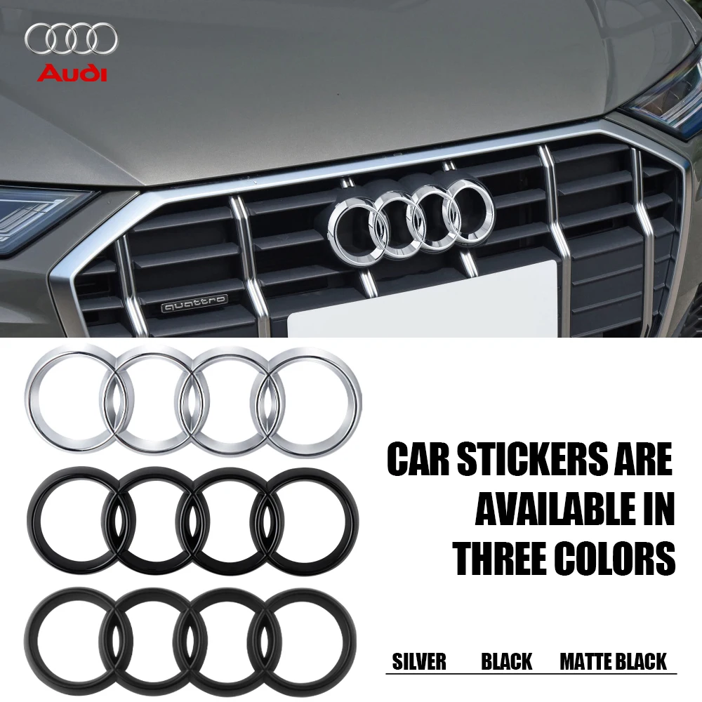 Premium ABS Black Hood and Trunk Emblem with Four-Ring Logo Badge