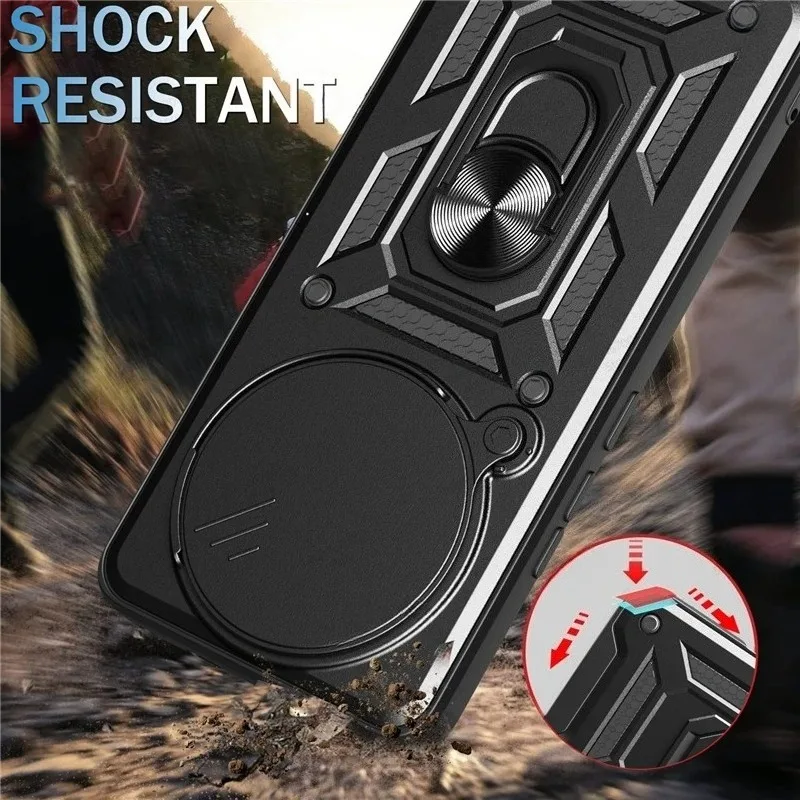 Durable Magnetic Phone Case with Ring Holder and Military Grade Protection