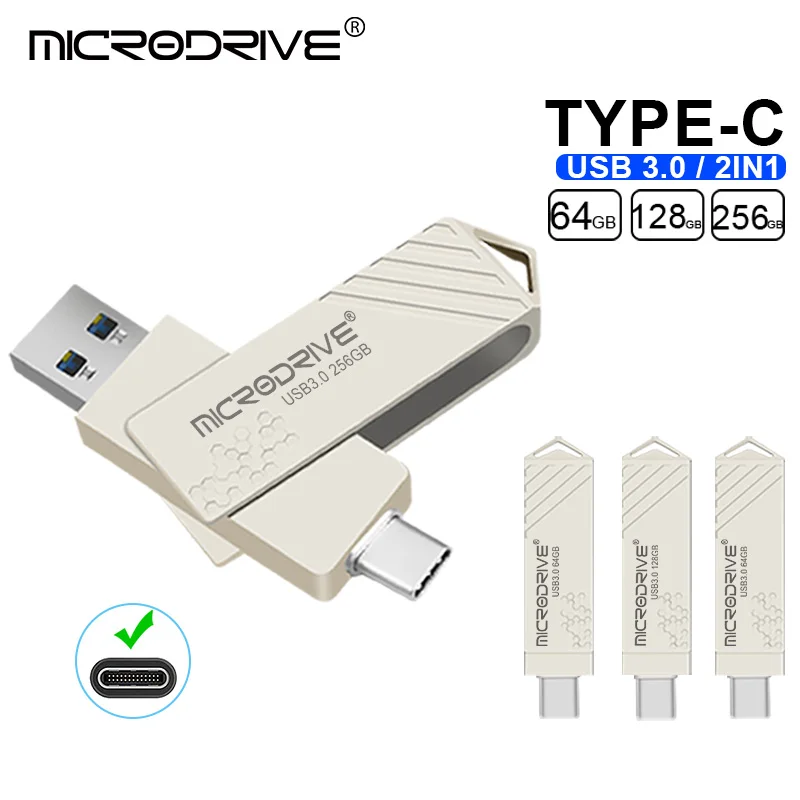 Type-C USB 3.0 2 IN 1 Pen Drive 256GB/128GB/64GB Multi-format Compatible U Disk