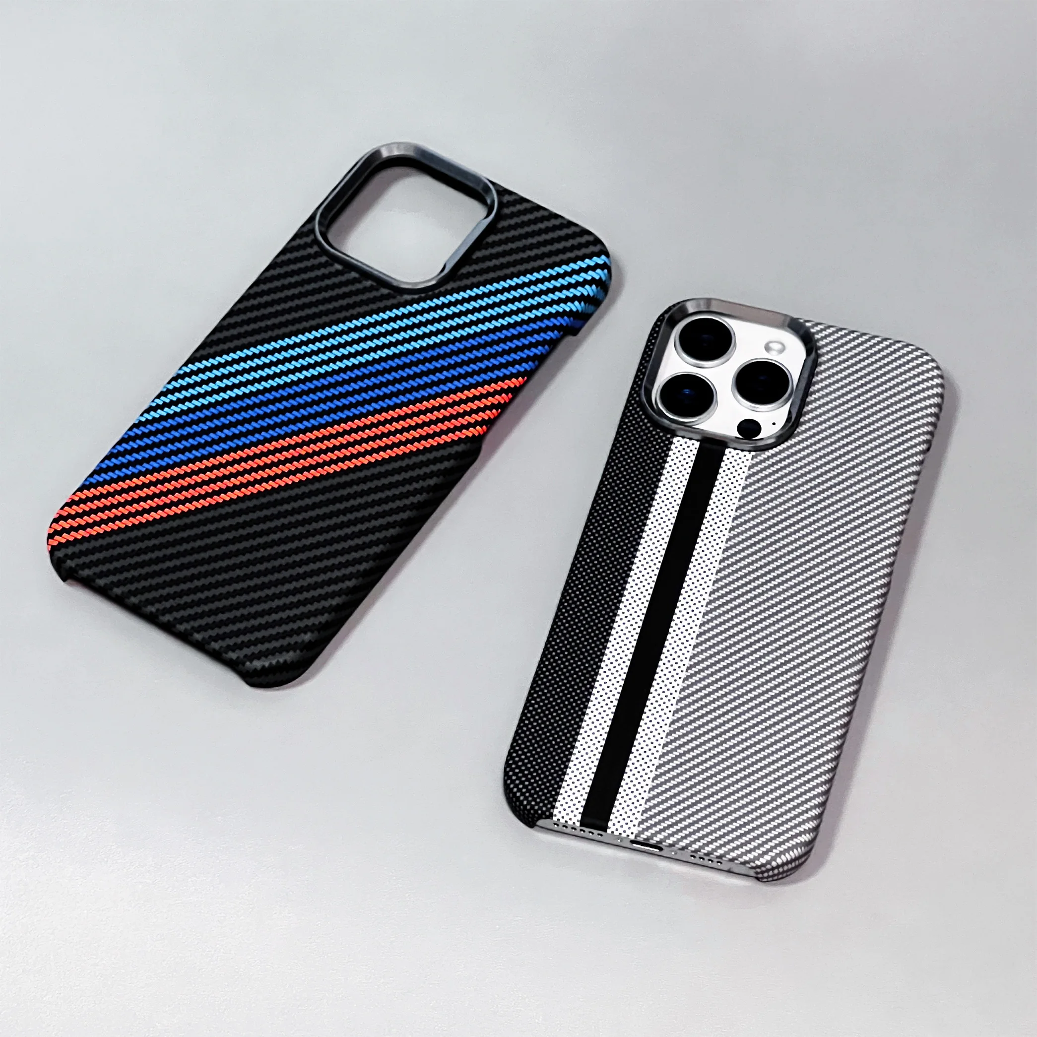Ultra Thin Carbon Fiber Texture Magsafe Case with Wireless Charging and Alloy Lens Matte Hard Cover