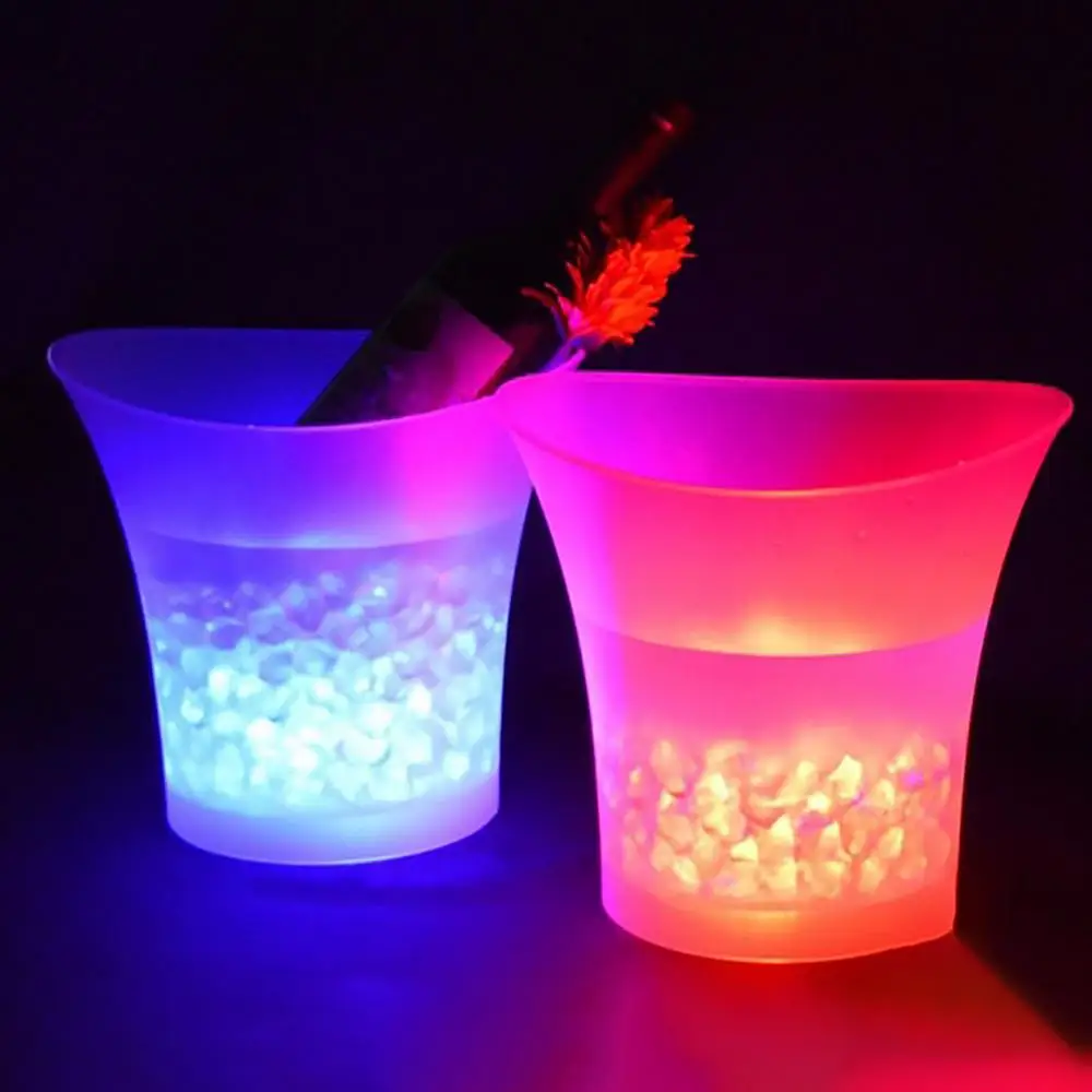 5L Ice Bucket 4 Color Waterproof Bar Nightclub Light Up Champagne Whiskey Beer Bucket Night Party Wine Champagne Beer Cooler