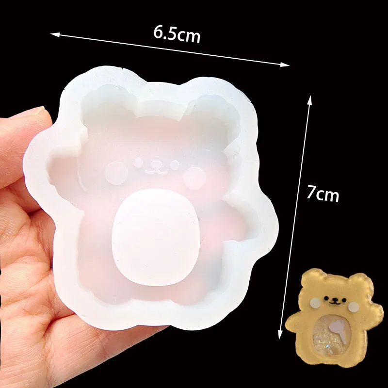 DIY 에폭시 송진 몰드, 곰 토끼 실리콘 셰이커, 몰드 보석 도구, 머리핀 헤어클립 몰드