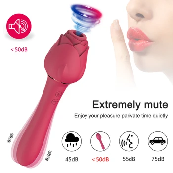 2 in 1 Rose Sucking Vibrator Sex Toys Female Clit Sucker Vacuum Clitoris Stimulator Powerful Dildo Vibrators For Women 15 Modes 4