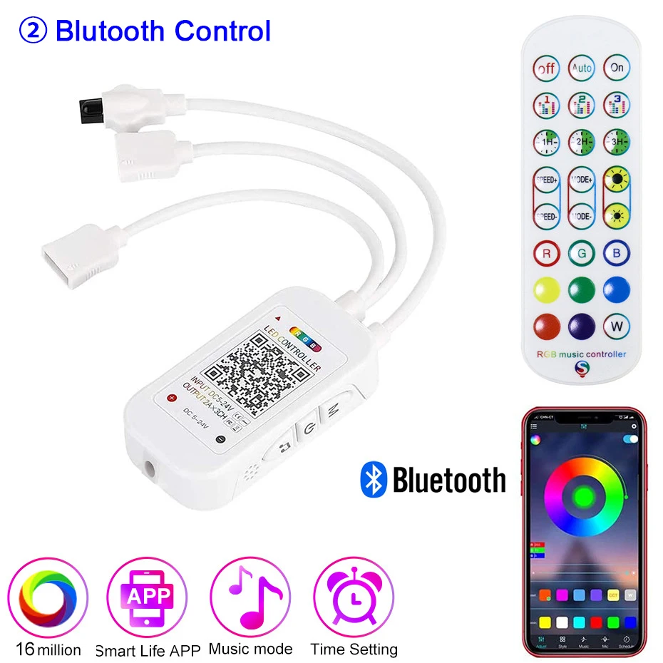 Rgb Controller Smart Tuya Wifi Bluetooth Infrarood Controller Met Afstandsbediening Voor 12V 24V Rgb Led Strip Neon Light Tape