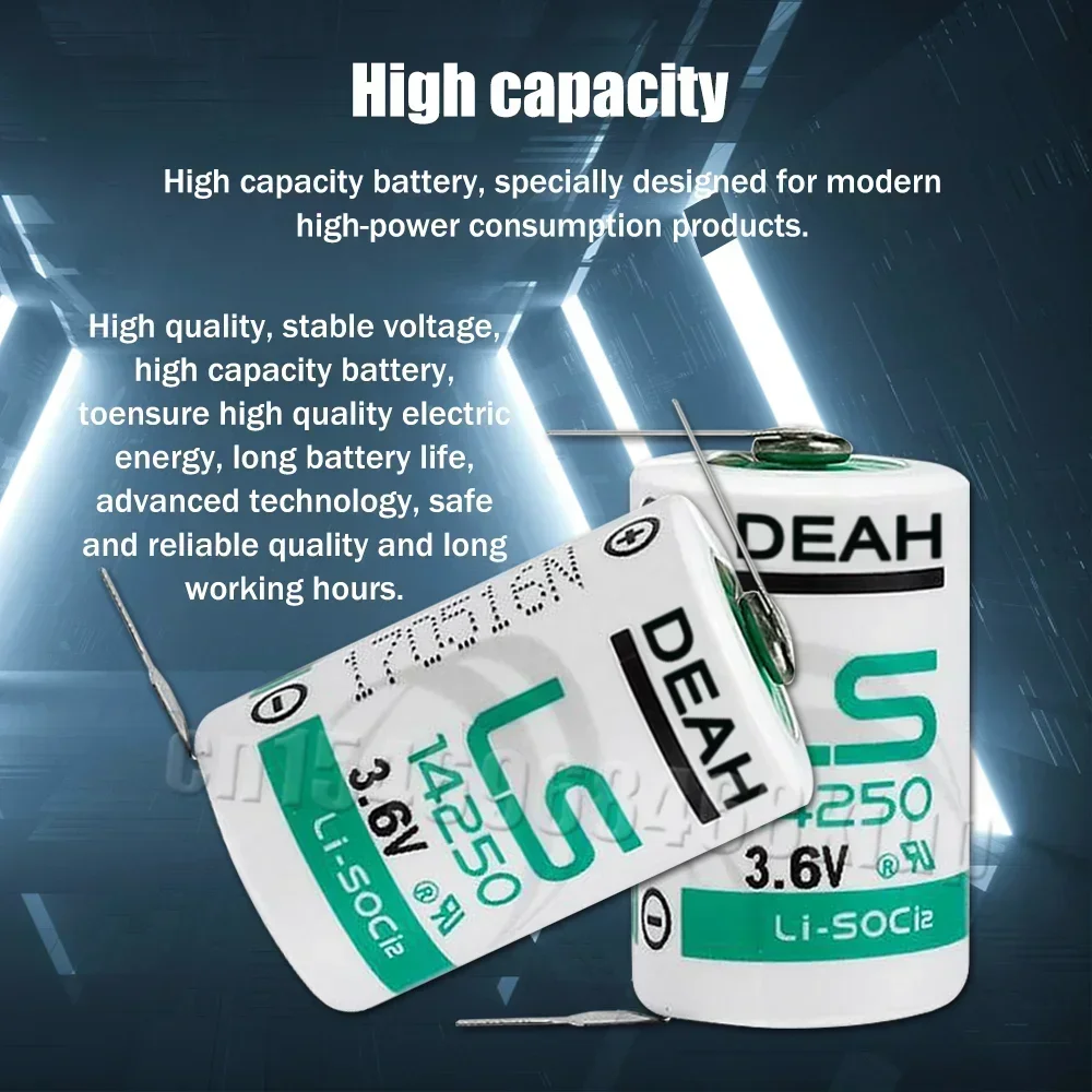 100PCS LS14250 14250 R6 1/2 AA 3.6V Lithium Battery With Pins For PLC CNC Electric Equipment Touch Screen Water Meter Batteria 2