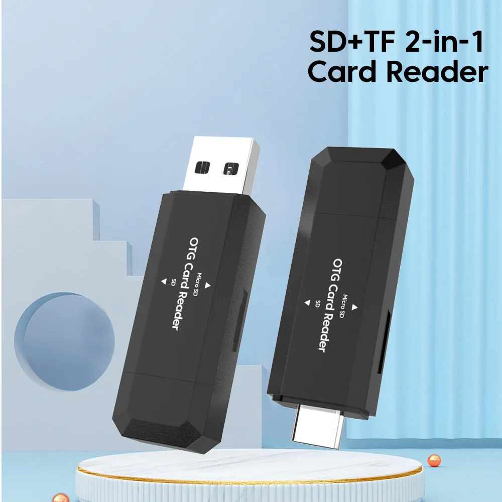 PC 노트북 액세서리 용 SD TF 카드 리더기에 미니 USB 유형 C 고속 데이터 전송 2 in 1 USB C 카드 리더기 스마트 메모리