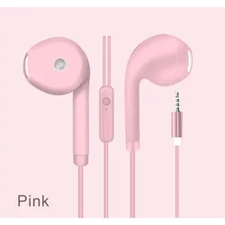 Colorful In - Ear Wired Earphones with Microphone - 3.5mm Music Headset (Pink)