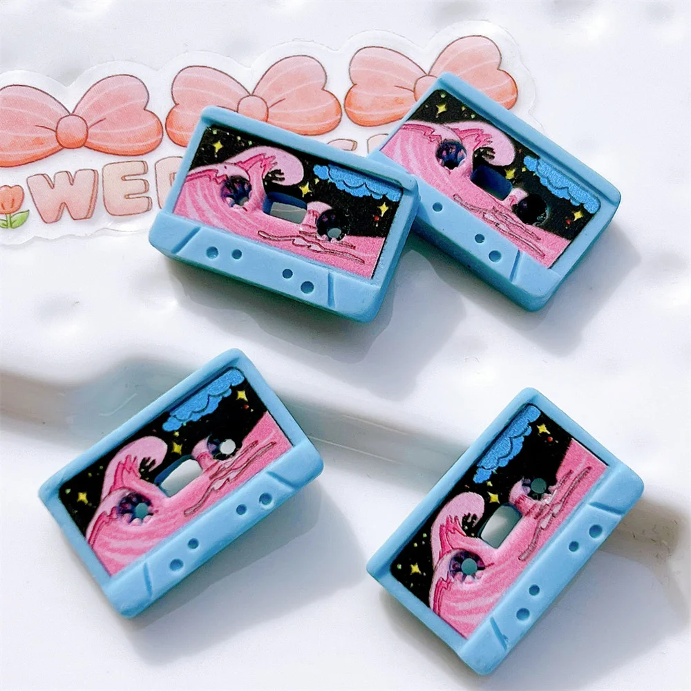 10Pcs Resin Simulation Retro Cassette Tape Creative DIY Miniature Home Arts Decoration Material Storage Box Phone Case Accessory