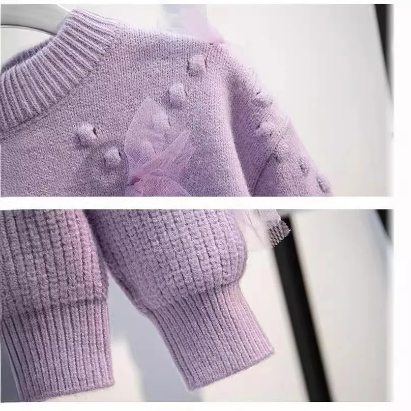 Children's Clothing Autumn Winter Girls Fashion Thickened Knitted Pullover Sweater Kids Girl Clothes Top