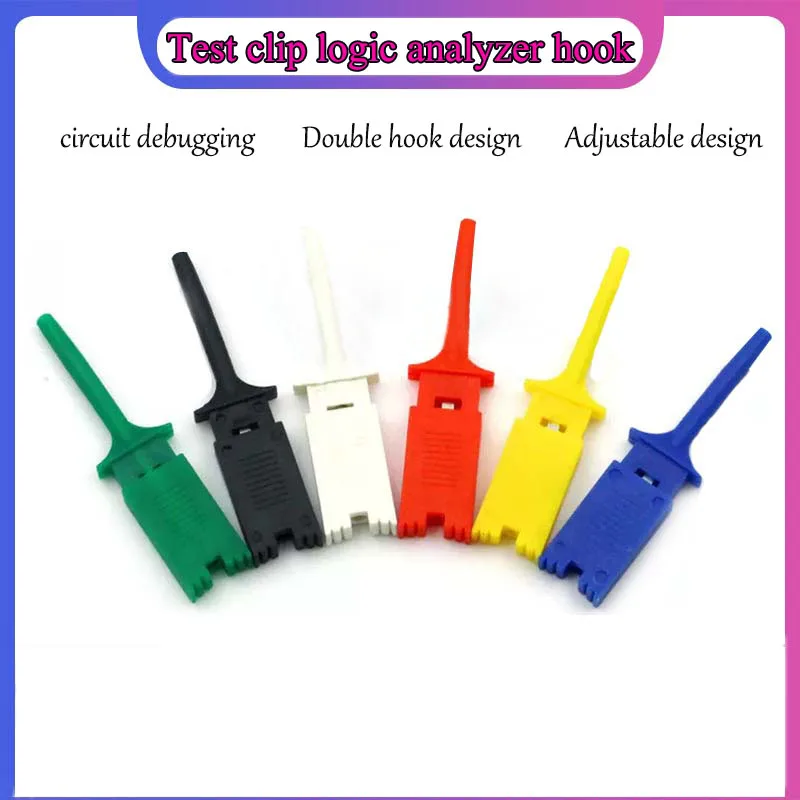2PCS For Logic Analyzer Testing Hook Clamp Double Testing Clamp Red Black Yellow Green Blue White Flattened Connection