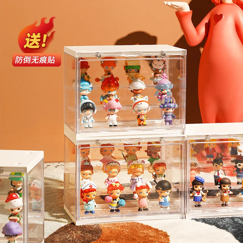 For POP MART Display Storage Box Acrylic Figure Display Stand Dust-proof Doll Toy Transparent Magnetic Box
