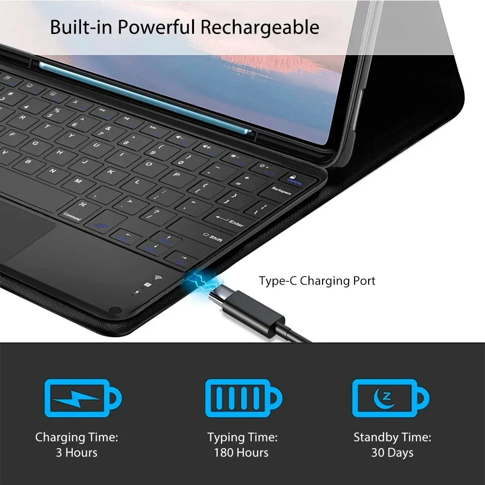 Bluetooth Keyboard Cover for Lenovo Tab M10 Plus - 10.3 Inch