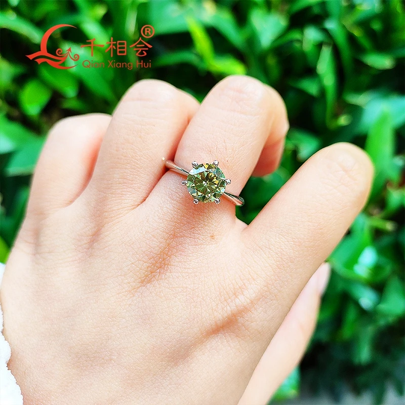 2ct 8mm Turkey Diaspore Gibbsite Zultanite green yellow change color round cubic zirconia loose stone cz stone S925 silver ring