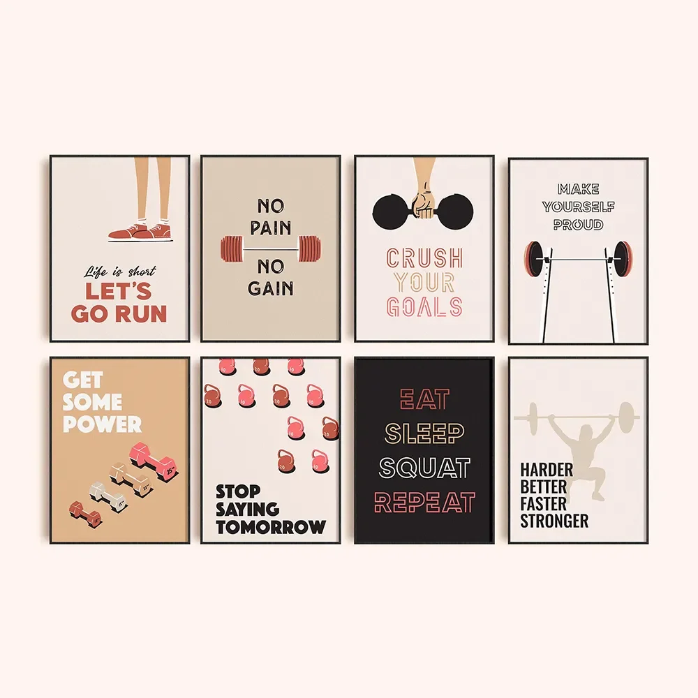 Fitness Equipment Chart Yoga Wall Art Canvas Painting Nordic Posters And Prints Pictures For Living Room Decoration Home Deocr