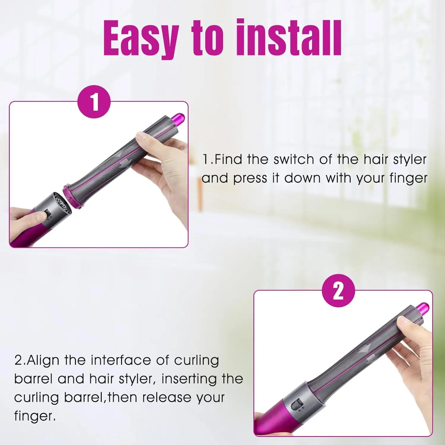 Versatile Hair Styling Nozzle with Multi-Function Curler and Smoothing Brush Attachment