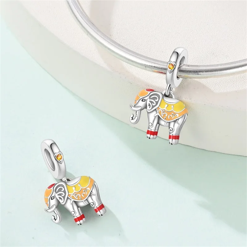 Original-Charms aus 925er-Sterlingsilber, Perlen, schwarze Katze, bunter Elefant, Anhänger für Armband, Frauen, DIY-Schmuck, Geschenkherstellung – Detail 10