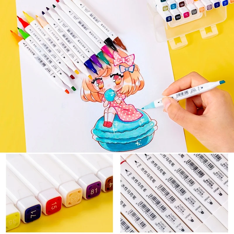 Color Marker Pens 12/18/24/36/48 Highlighter Double-Headed Color Marker Art Marker Set Art Stationery School Office Supplies