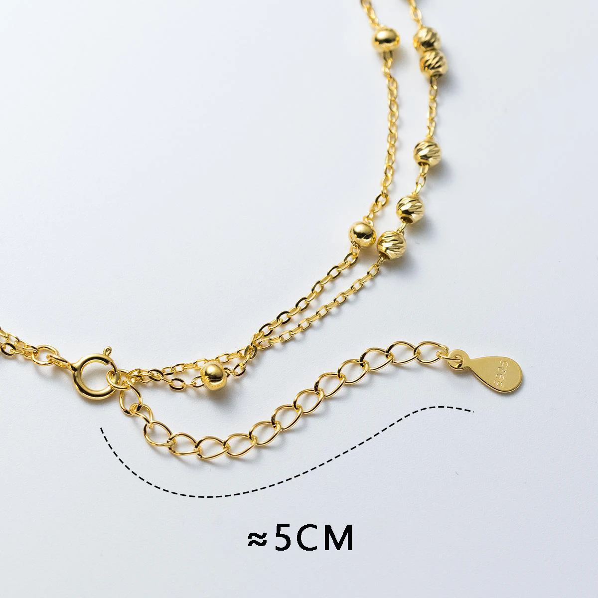 MIQIAO 925 Sterling Silver Anklets Woman Bead Anklets For Women Bracelet On The Leg Bilayer Women's Ankle Chain Luxury
