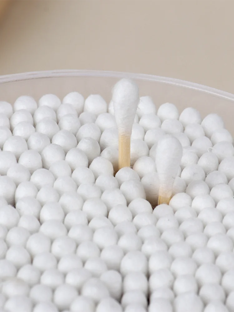 500Pcs Disposable Cotton Swabs with Double Spiral and Pointed Heads in a Box for Makeup Removal, Ear Cleaning and More