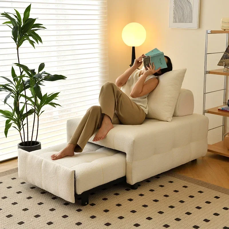 

Sofa Puff Bed Cream Style Single Tofu Block Module Foldable Dual-Purpose Living Room Apartment Balcony Retractable Reclining