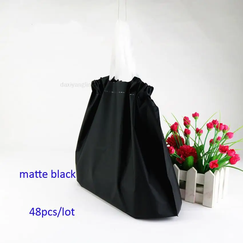 Candy Box Cute 48pcs/lot 35x24x11cm Plastic Gift Bags Clothes, Garments, Store Bag, Take Away Bags, Matte Black Finish Tote – Detail 2
