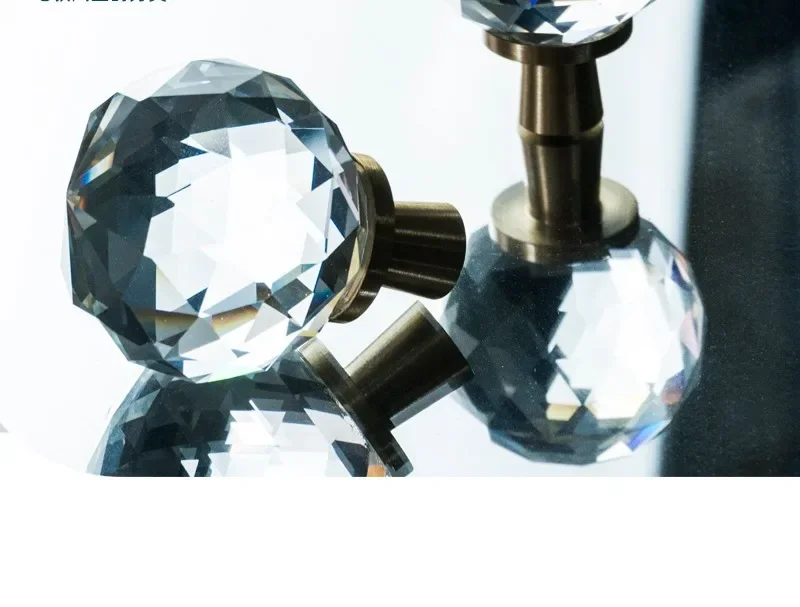 Description Picture 4 of itemCrystal Wardrobe Door Handle High-end Multi-faceted Cabinet Light Luxury Modern Transparent Brass Handle Household Hardware