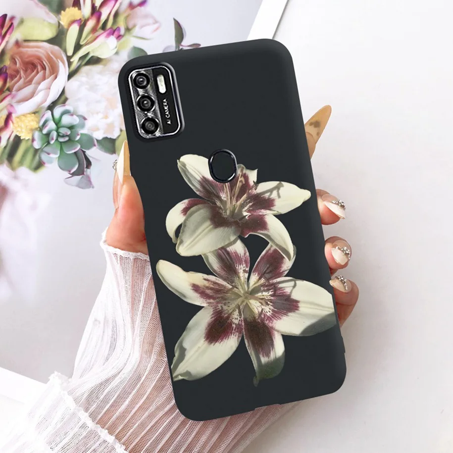 Floral Soft Black Silicone Bumper Phone Cover