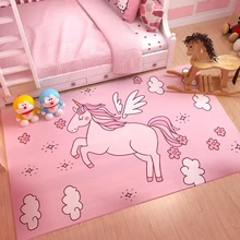 alfombra cocina alfombra baño felpudo Alfombras de franela con estampado 3D de dibujos animados para niños, alfombrilla de la serie unicornio rosa, para área de juego, decoración de habitación de niñas