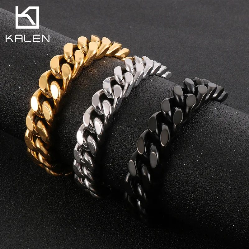High Quality Stainless Steel Four Side Grinding Bracelet for Men Personalized Dragon Head Clasp Cuban Chain Necklace Trendy Gift