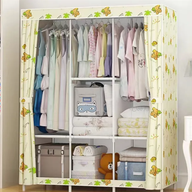 Non woven cloth wardrobe folding portable clothing storage cabinet dustproof cloth closet simple