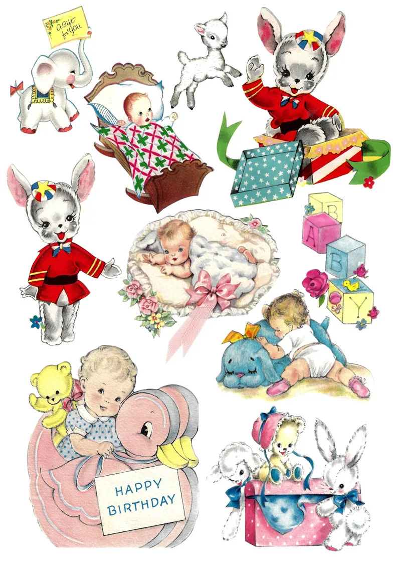 Autocollants vintage mignons pour enfants, 1 paquet, stickers décoratifs pour bricolage, scrapbooking artisanal, album junk journal