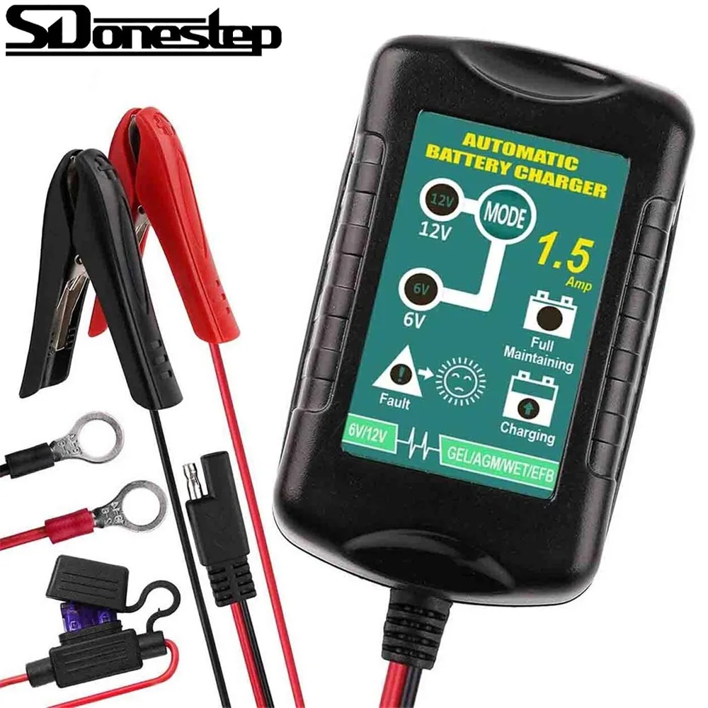 6V 12V 1.5Amp Caricabatteria Mantenitore Di Mantenimento Per Harley Davidson Moto Auto Auto Barca Tosaerba Trattore Auto Marine