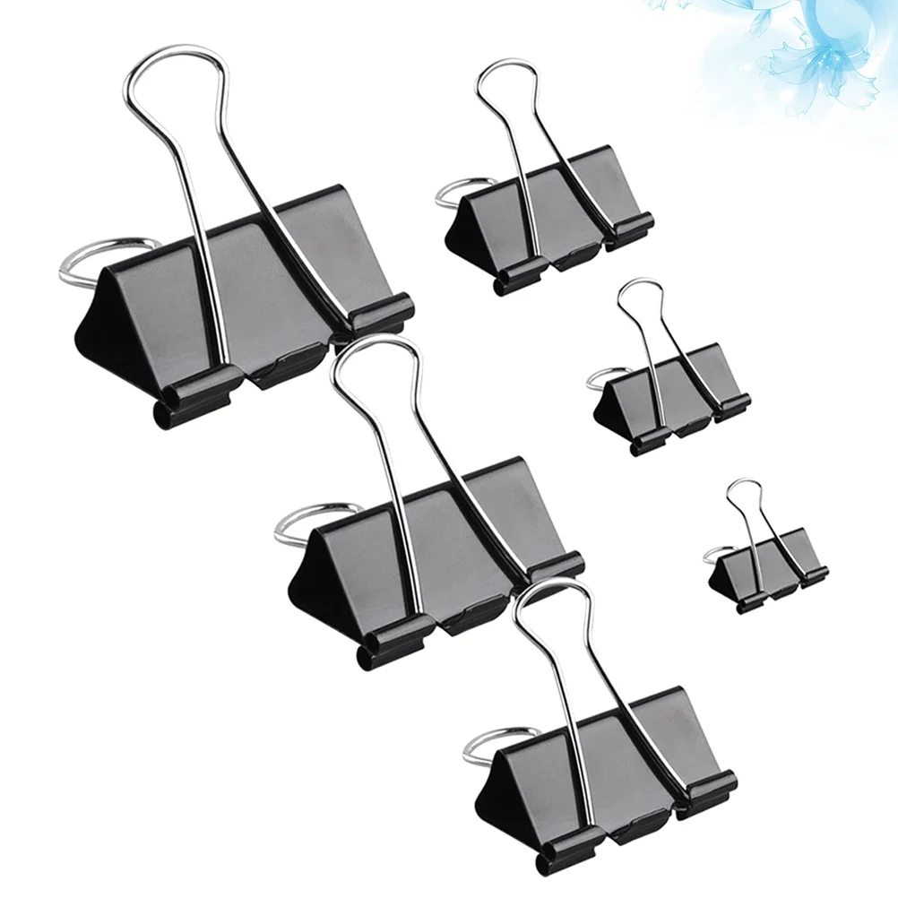 

90 Pcs Binder Clips Long Tail Dovetail Folder Paper Clamps Office Bill Assorted Sizes