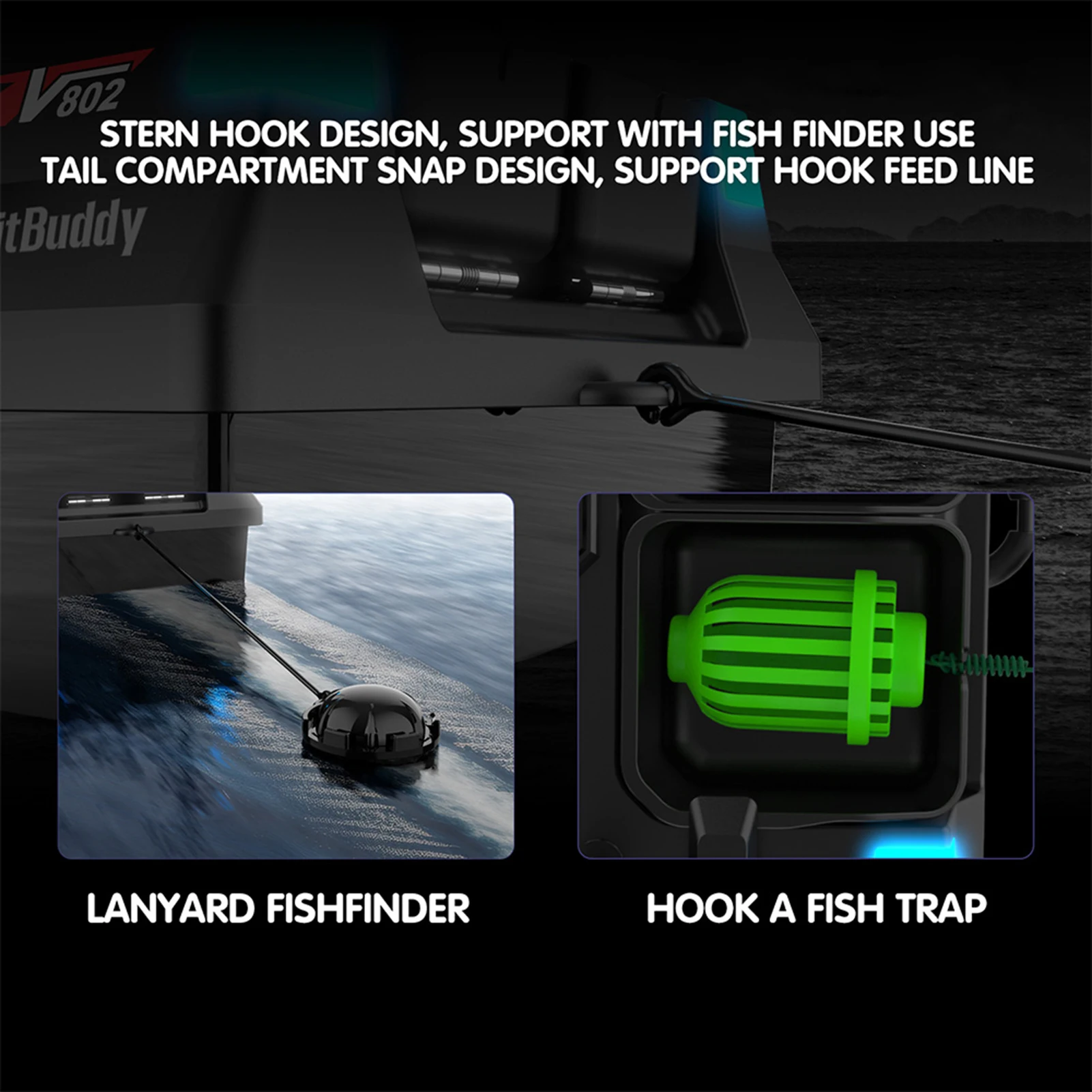 Description Picture 2 of item3KG Loading 500M Remote Control Fishing Bait Boat 160 GPS Pilot Points 4 Bait Tanks GPS Fish Bait Boat