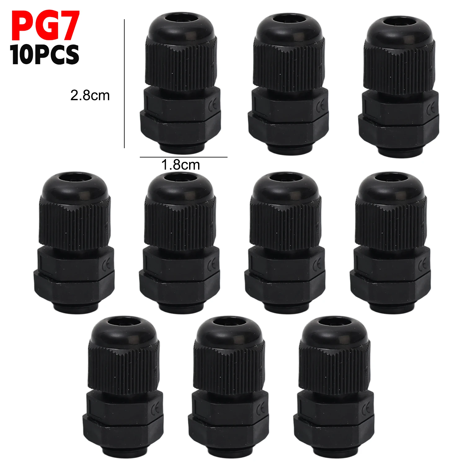 Waterproof Nylon Cable Gland Connector with Adjustable Locknut and Strain Relief Joint, IP68 Rated