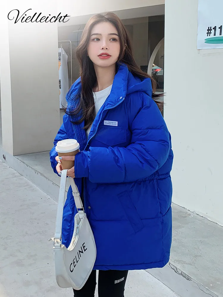 Vielleicht 2022 новые зимние Пуховые хлопковые куртки женская одежда короткие парки тонкие теплые зимние пальто с капюшоном женские синие пальто