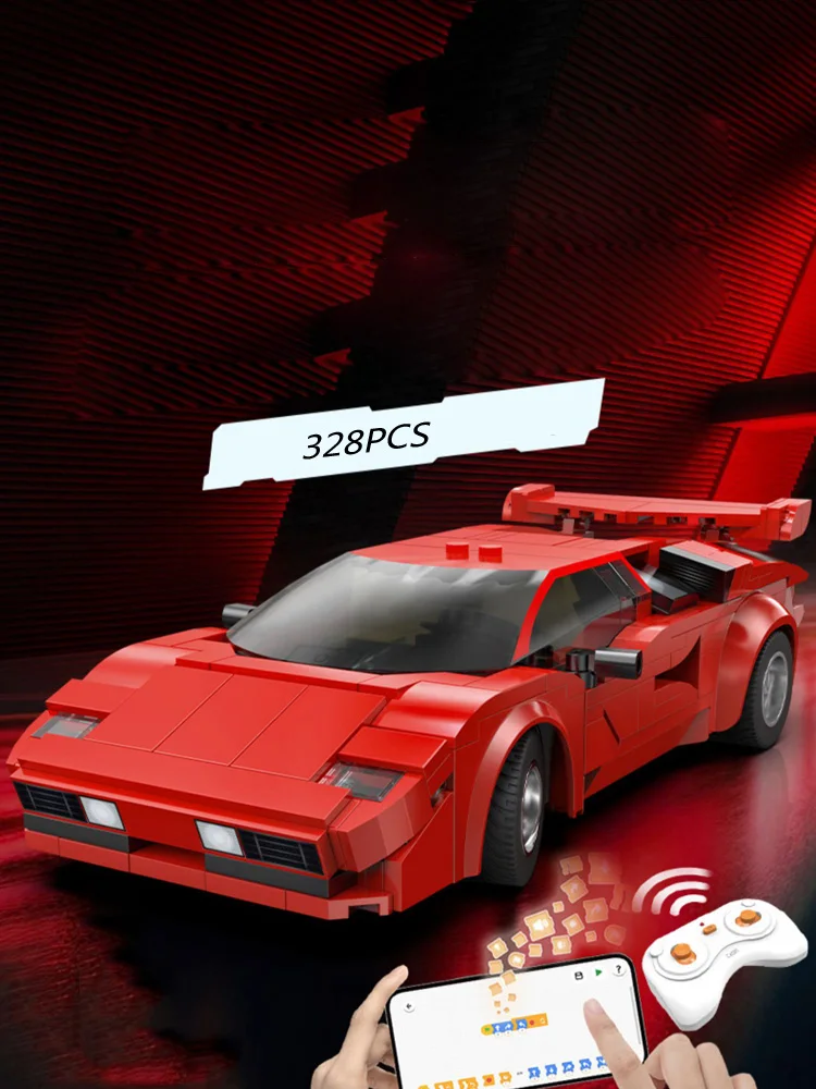 Technisches 1:20 Maßstab Italia Bull Classic Super Sport Car Countach Modellbausatz App-gesteuertes RC-Baustein-Fahrzeugspielzeug als Geschenk – Detail 1