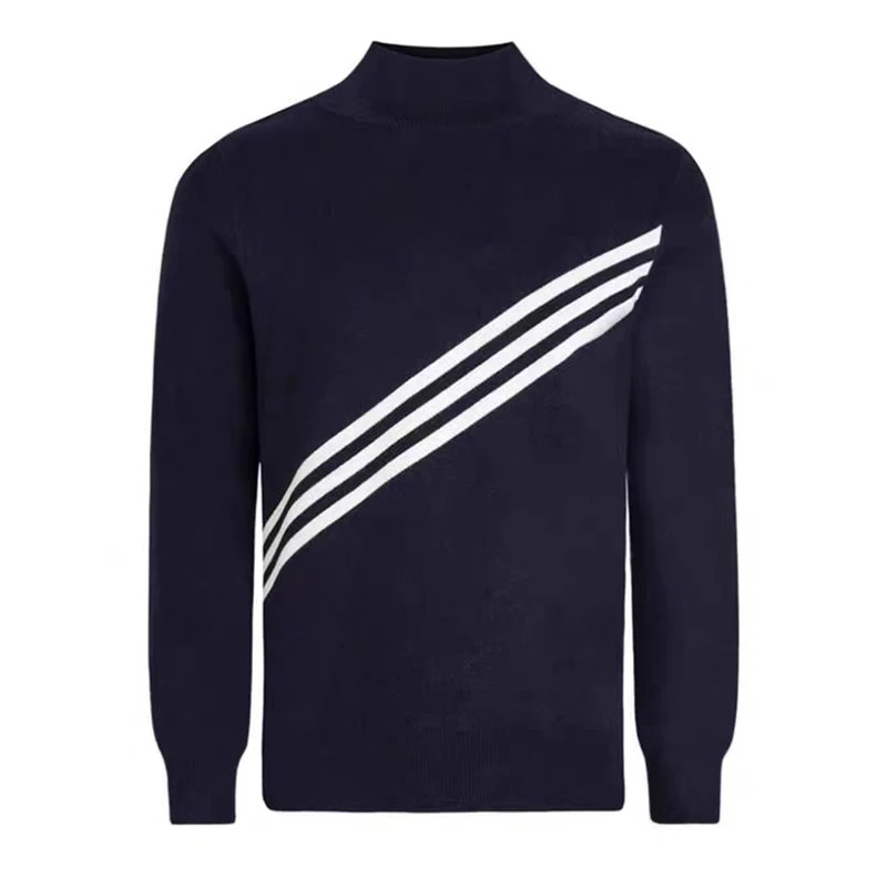 Spring/Autumn New Product Golf Men's Outdoor Sports Jacket Fashion Side Zipper Sweater Versatile Pullover Dark Blue Knitted Top