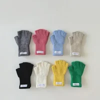 Autumn Winter Wool Warm Children Fingerless Gloves Boys Girls Chic Simplicity Candy Color Student Glove Half-finger Gloves 2