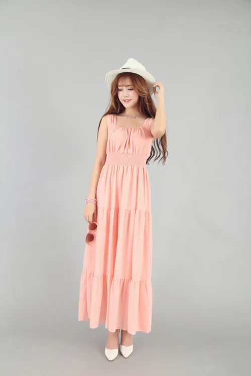 Summer 2025 White Long Svel Fro Beach Gown with Vest Ba Design Hing Waist Skimpy Sle Chiffon Dr for Women 4