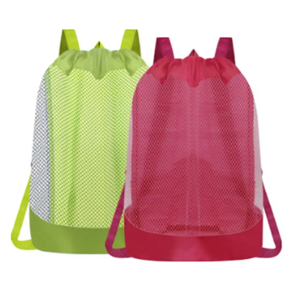 【original】 Large Beach Bag Lightweight Portable Swimming Backpack Adjustable Clasp Breathable Mesh Storage Bag Beach Trips.