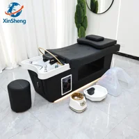 Lit de lavage capillaire SPA avec vapeur et fumigation, éclairage LED intégré, pour salon de coiffure et barbier 1